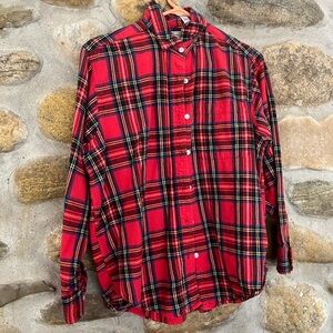L.L. Bean Red Plaid Button Down Shirt